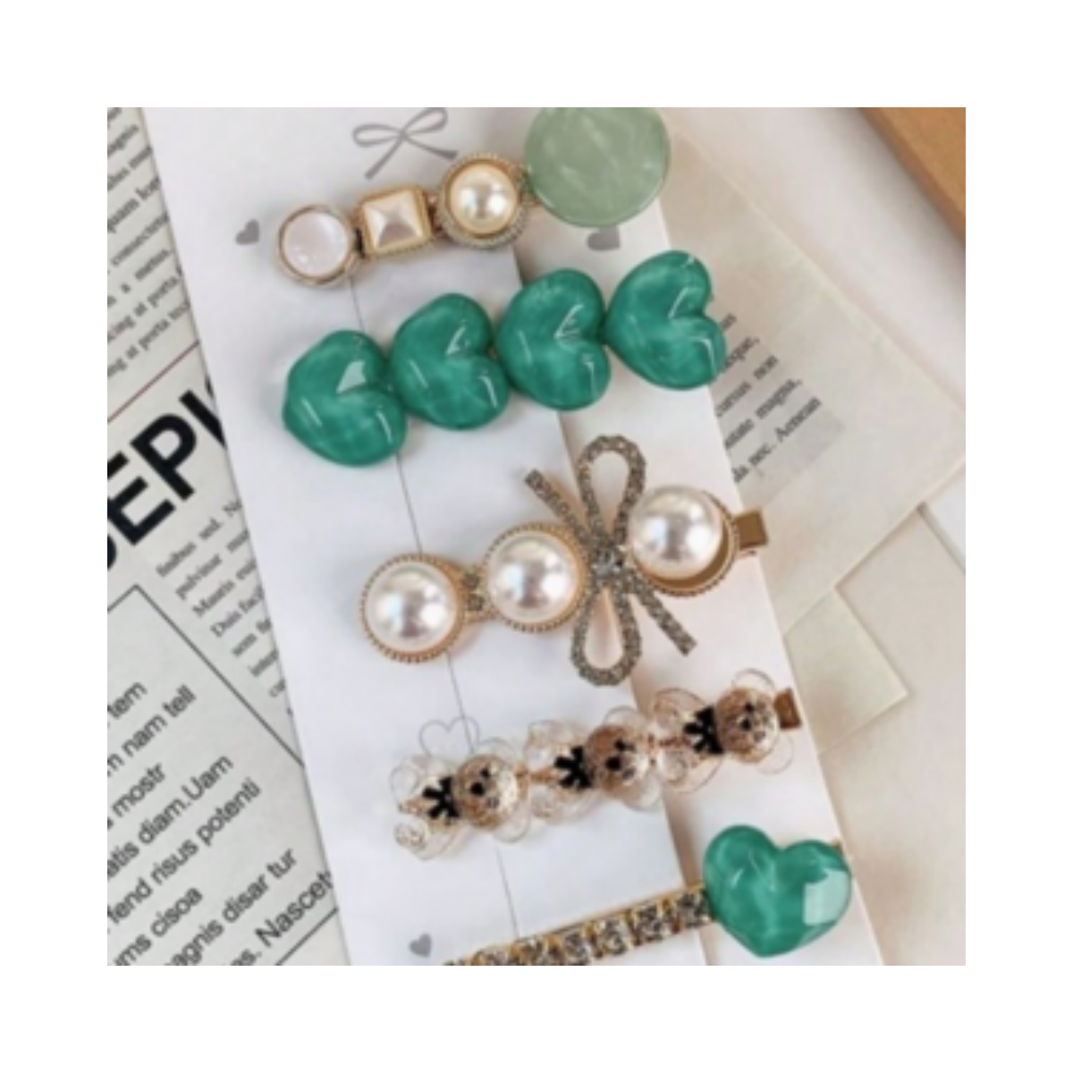 Ensemble de pinces à cheveux 5 piéces Green Touch