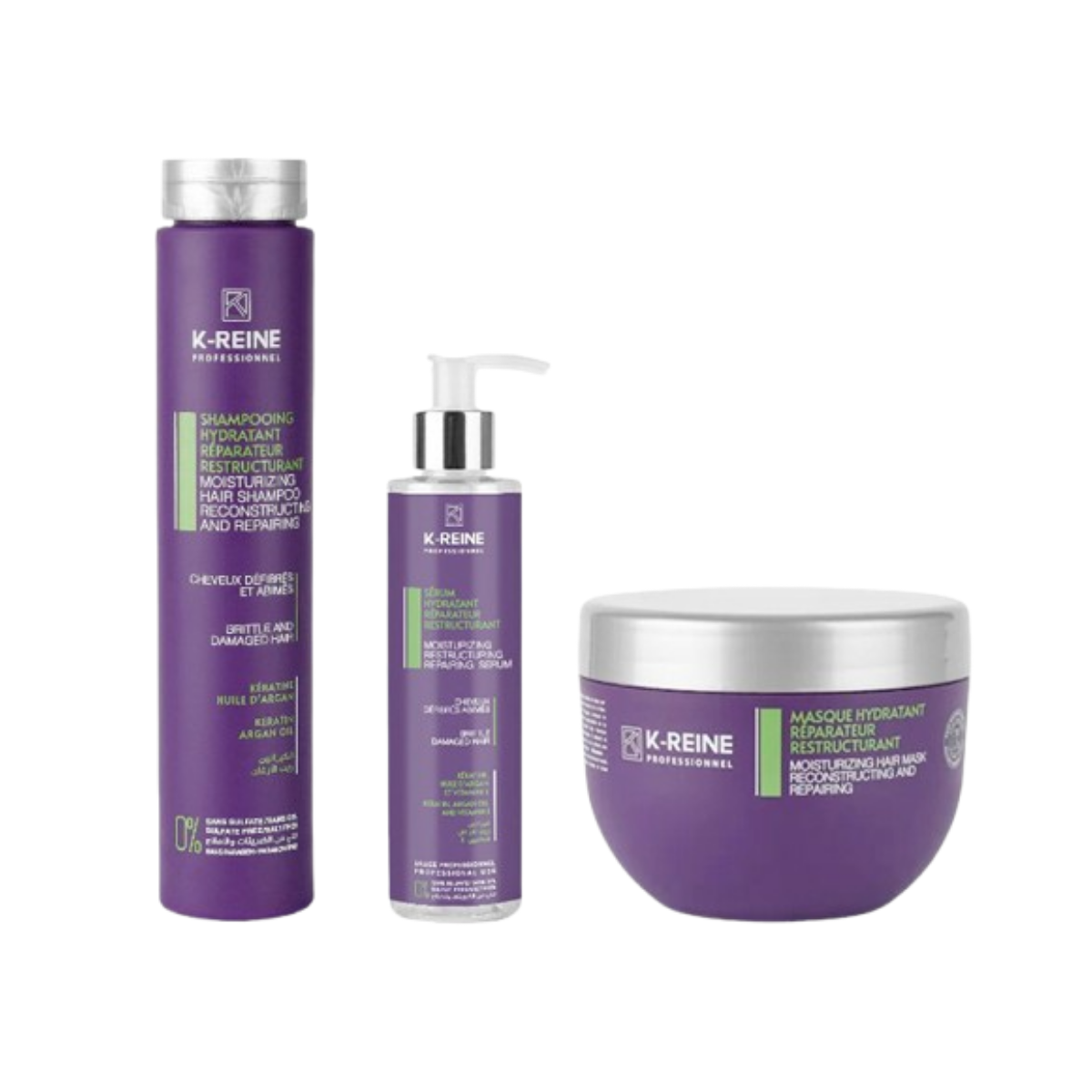 K-REINE Pack Réparateur à La Pro-kératine Et à L'Huile D'Argan