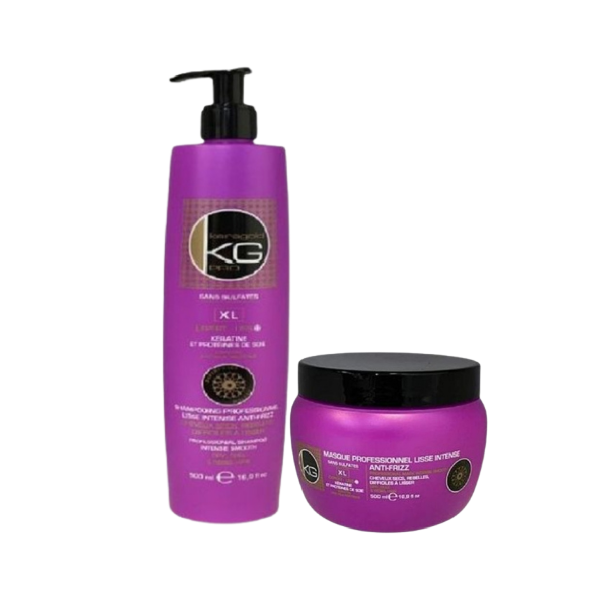 KeraGold Pack Anti frizz Shampoing+ Masque 500ml