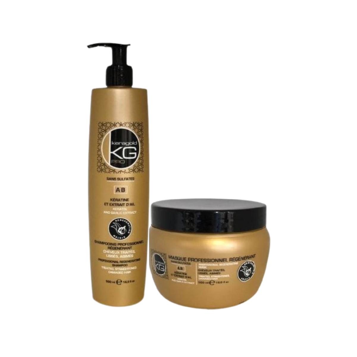 KeraGold Pack Kératine et Ail Shampooing + Masque 500ml
