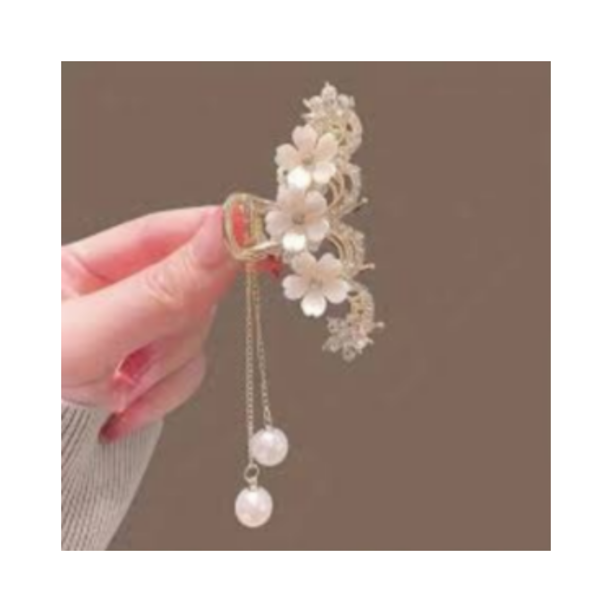 Pince à Cheveux Fleurs Et Pampilles