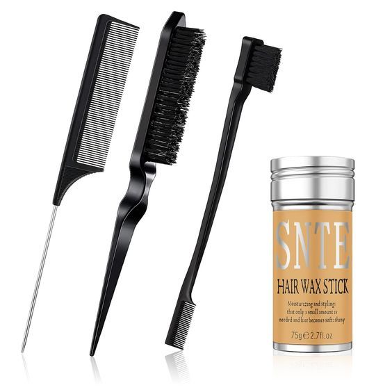 Wax Stick for Hair & Hair Styling Combs 4Pcs, Hair Wax Stick for Hair Styling Wigs Slick St Pack styling Cheveux : IKT Bâton de Cire pour Cheveux + 3 peignes